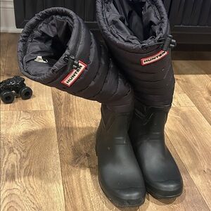 Hunter Black Quilted Insulated Rain Boots